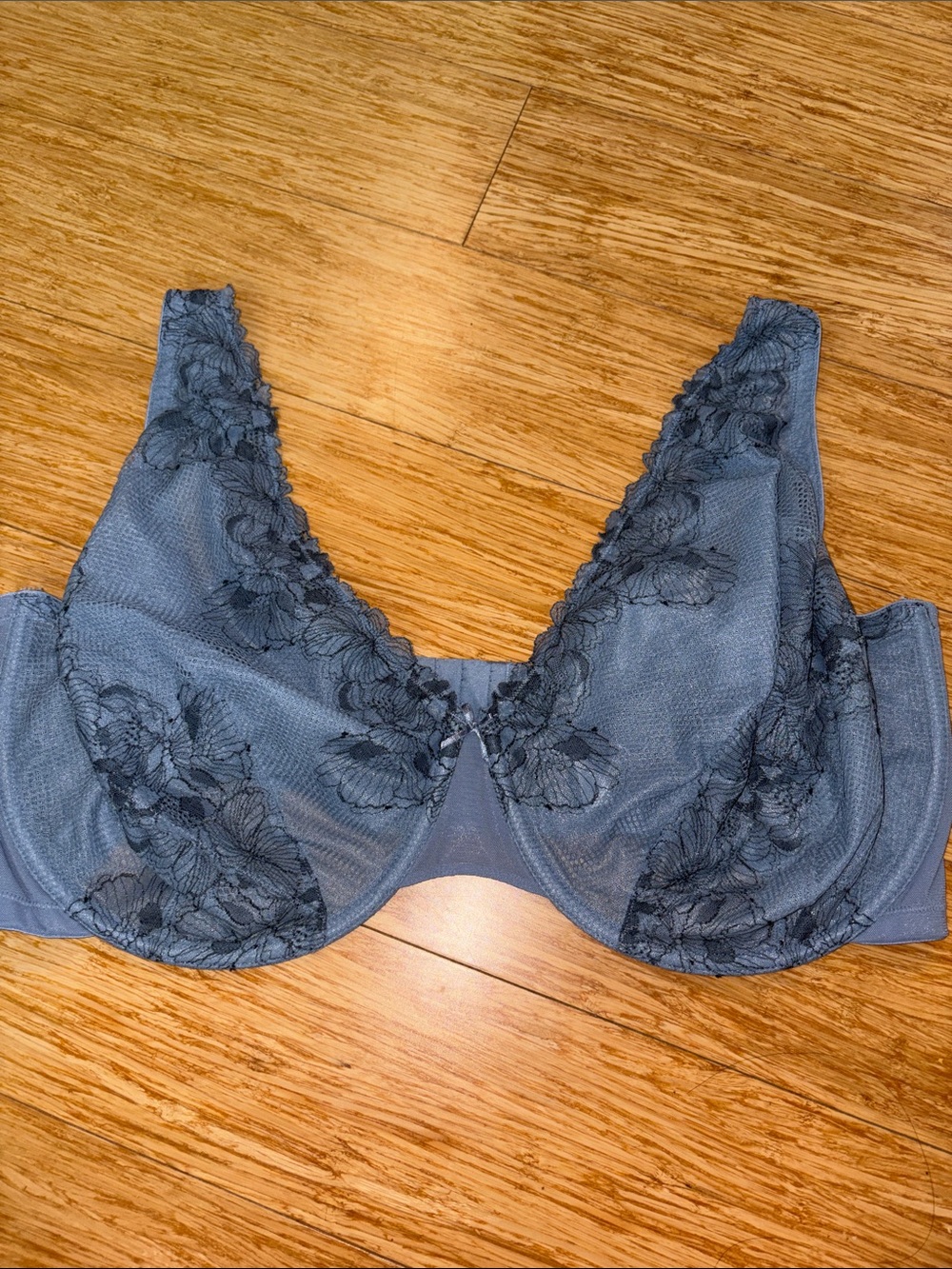 Cacique Lane Bryant Sheer Lace Unlined Full Coverage Bra Slate Grey 48H